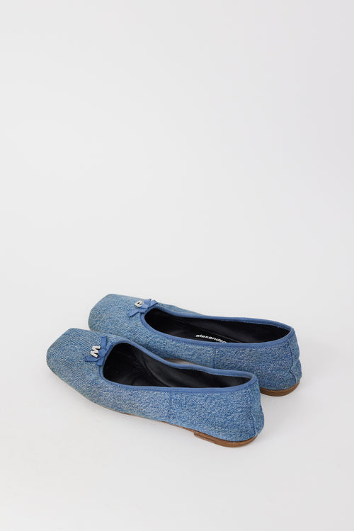 Alexander Wang Blue Denim Billie Embellished Ballet Flat