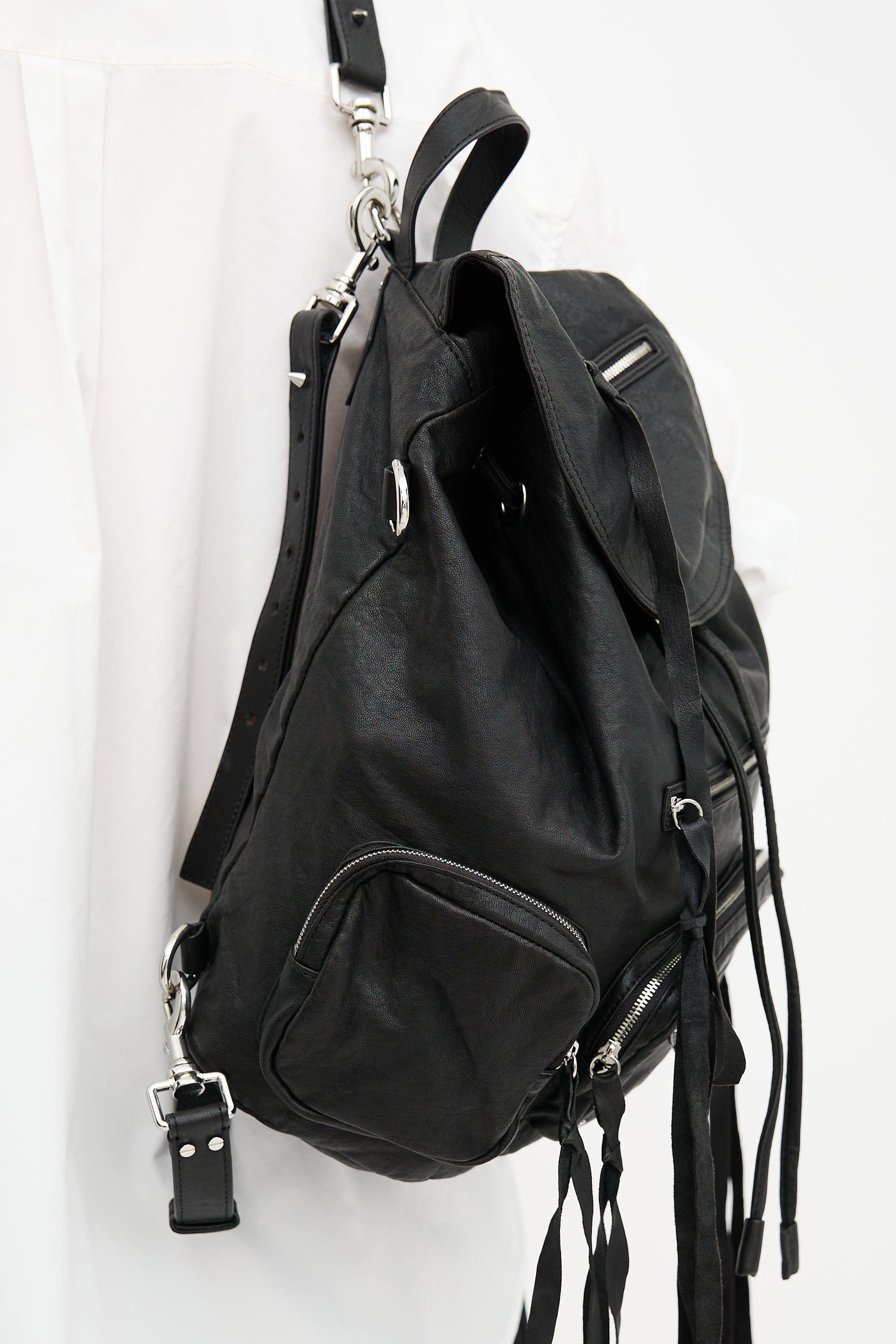 McQ Leather Drawstring Backpack