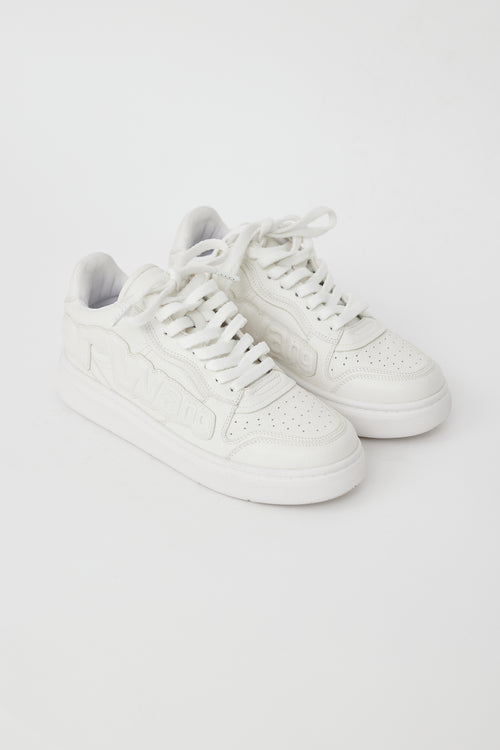 Alexander Wang White Leather Logo Embossed Sneaker