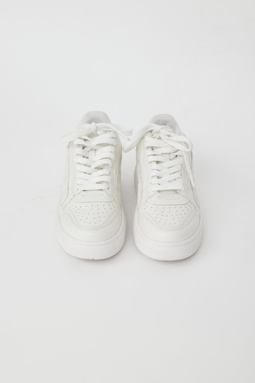 Alexander Wang White Leather Logo Embossed Sneaker