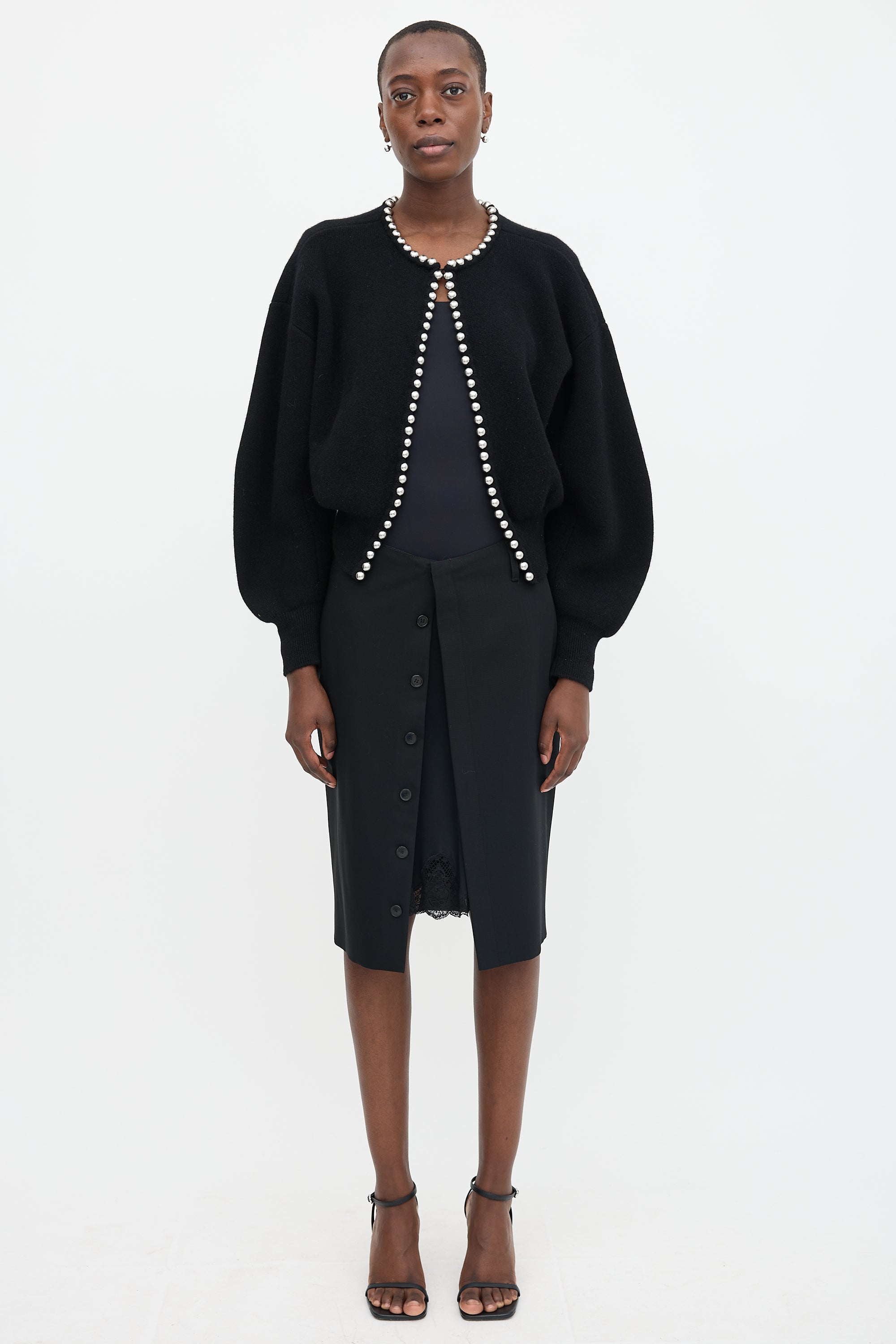 Alexander Wang Wool Pearl Embellished Cardigan