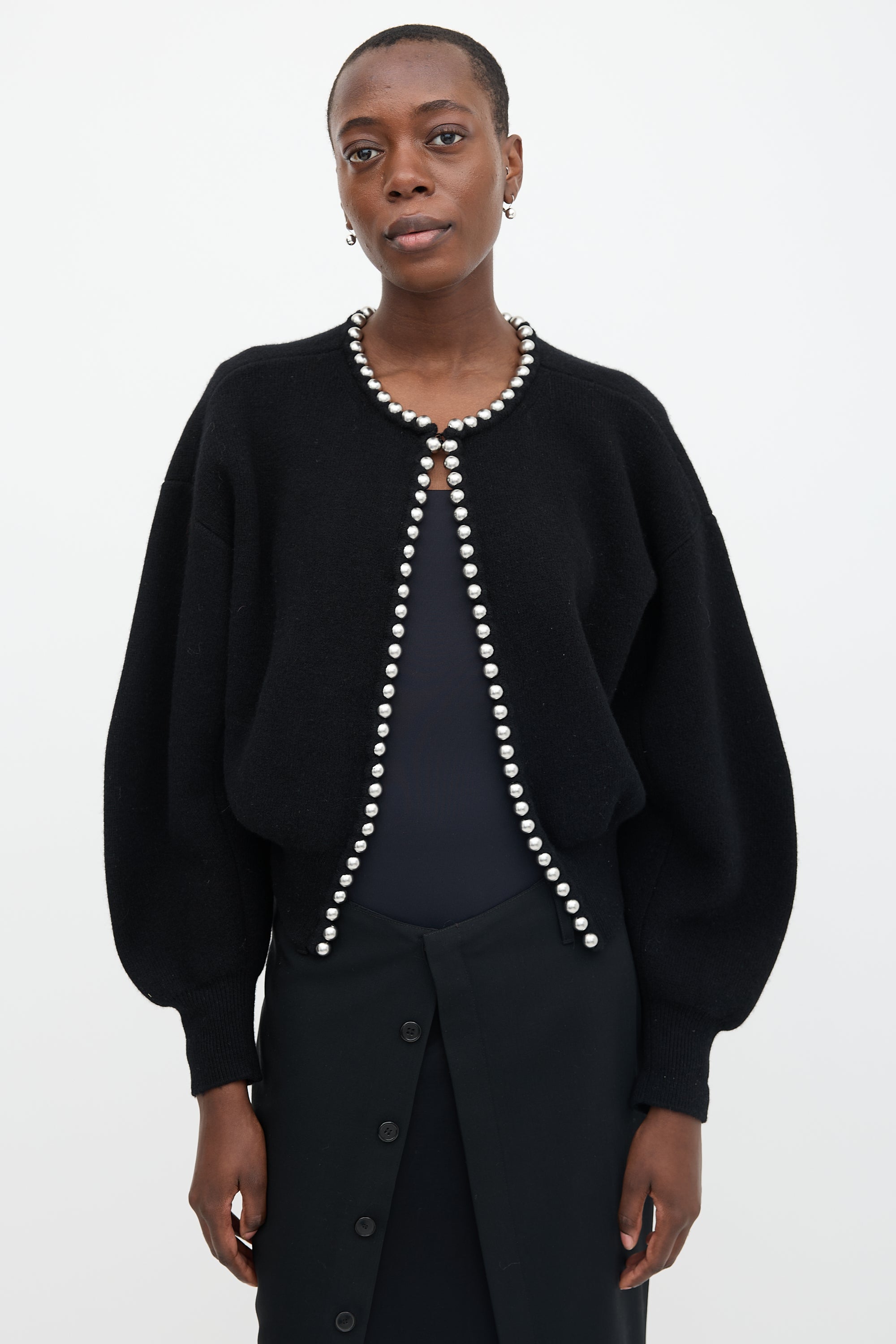 Alexander Wang Wool Pearl Embellished Cardigan