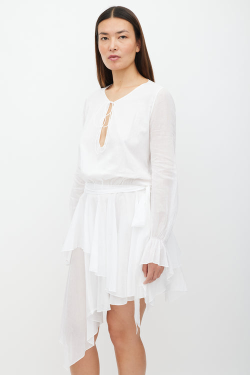 Alexandre Vauthier White Belted Ruffled Dress