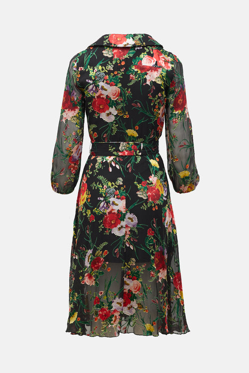 Alice + Olivia Silk Floral Wrap Dress