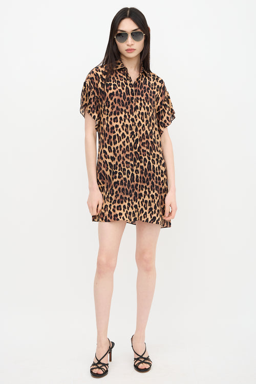 Alice + Olivia Printed Jude Ruffle Shirt Dress