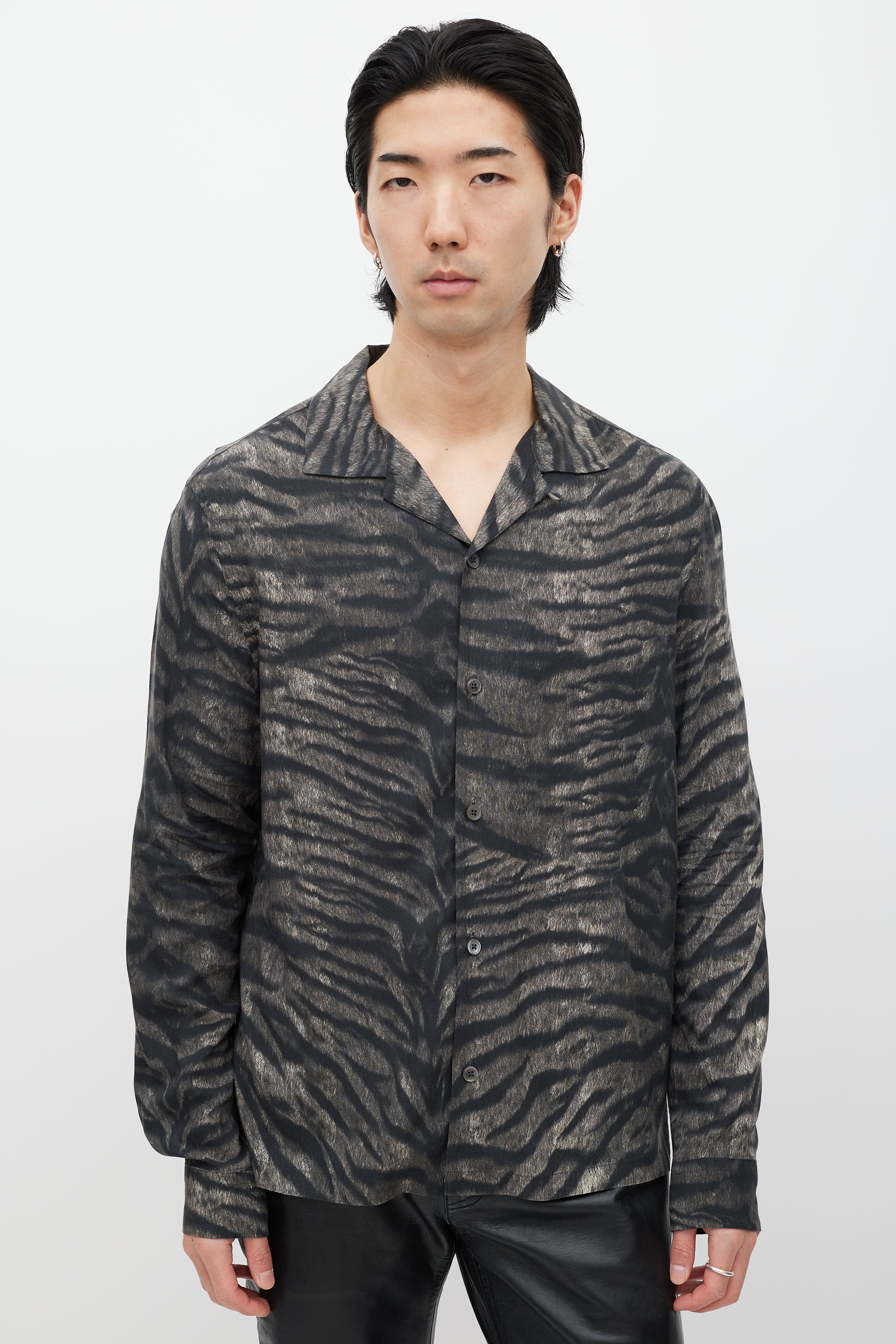 All Saints Grey & Black Patterned Shirt