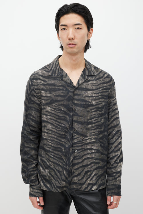 All Saints Grey & Black Patterned Shirt