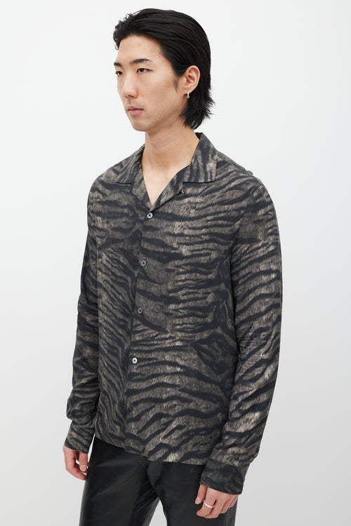 All Saints Grey & Black Patterned Shirt