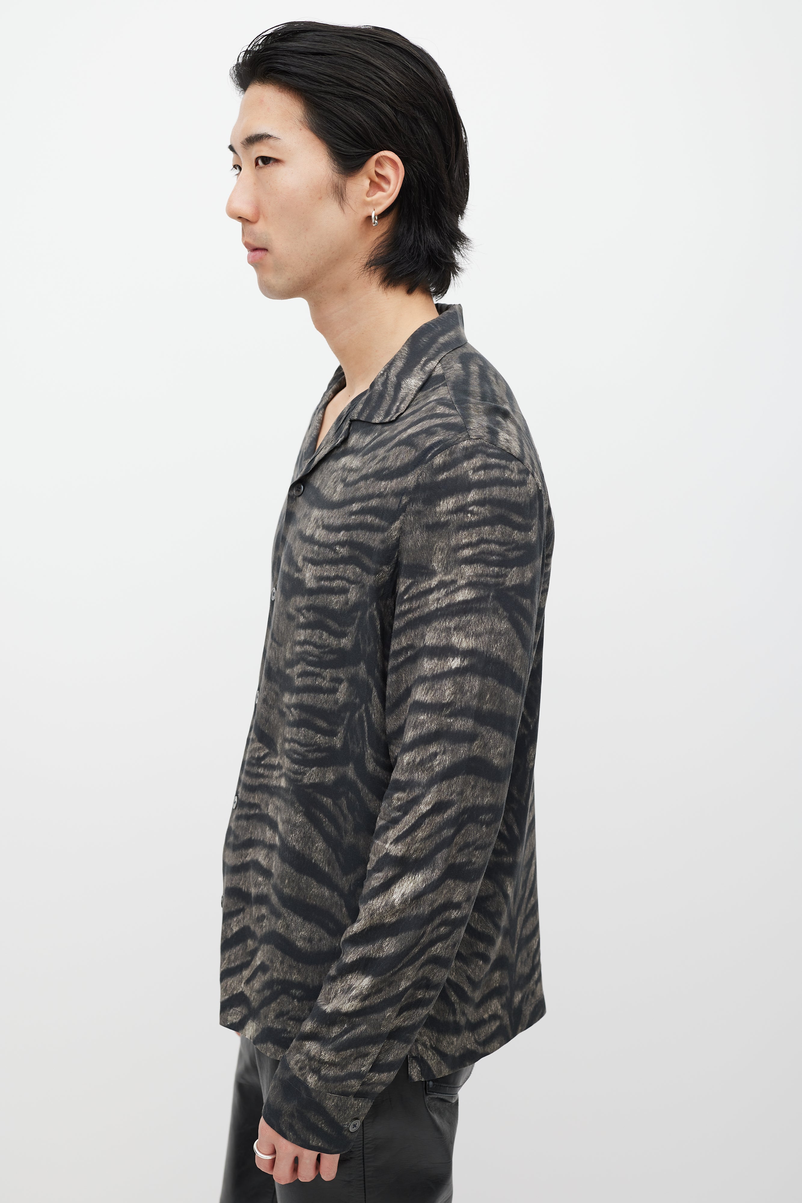 All Saints Grey & Black Patterned Shirt