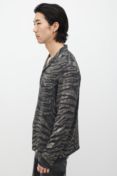 All Saints Grey & Black Patterned Shirt