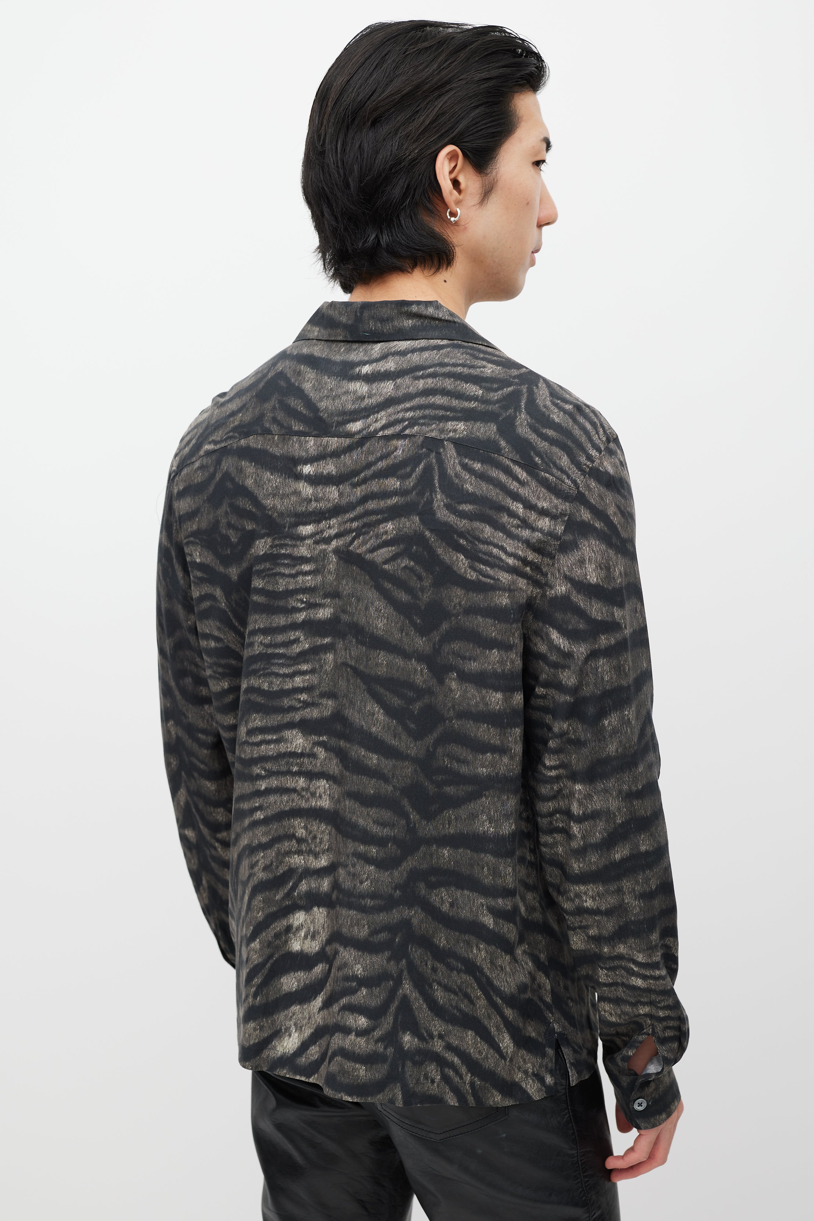 All Saints Grey & Black Patterned Shirt