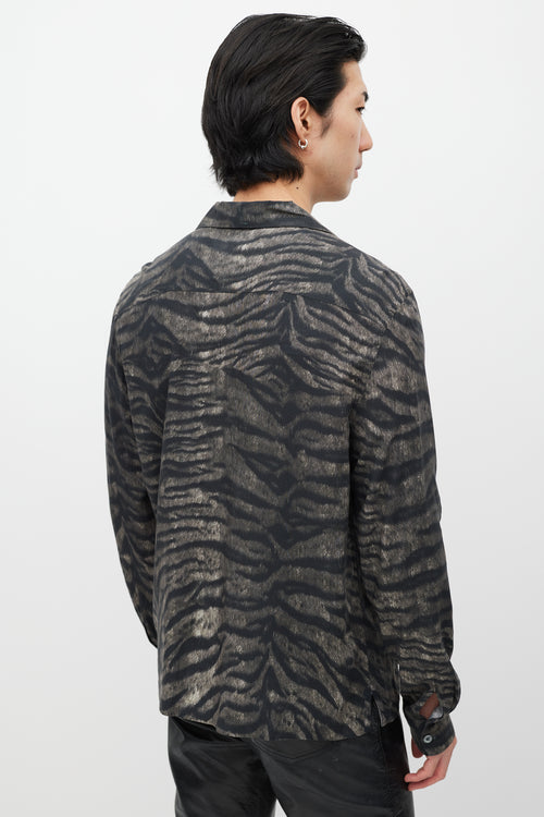 All Saints Grey & Black Patterned Shirt