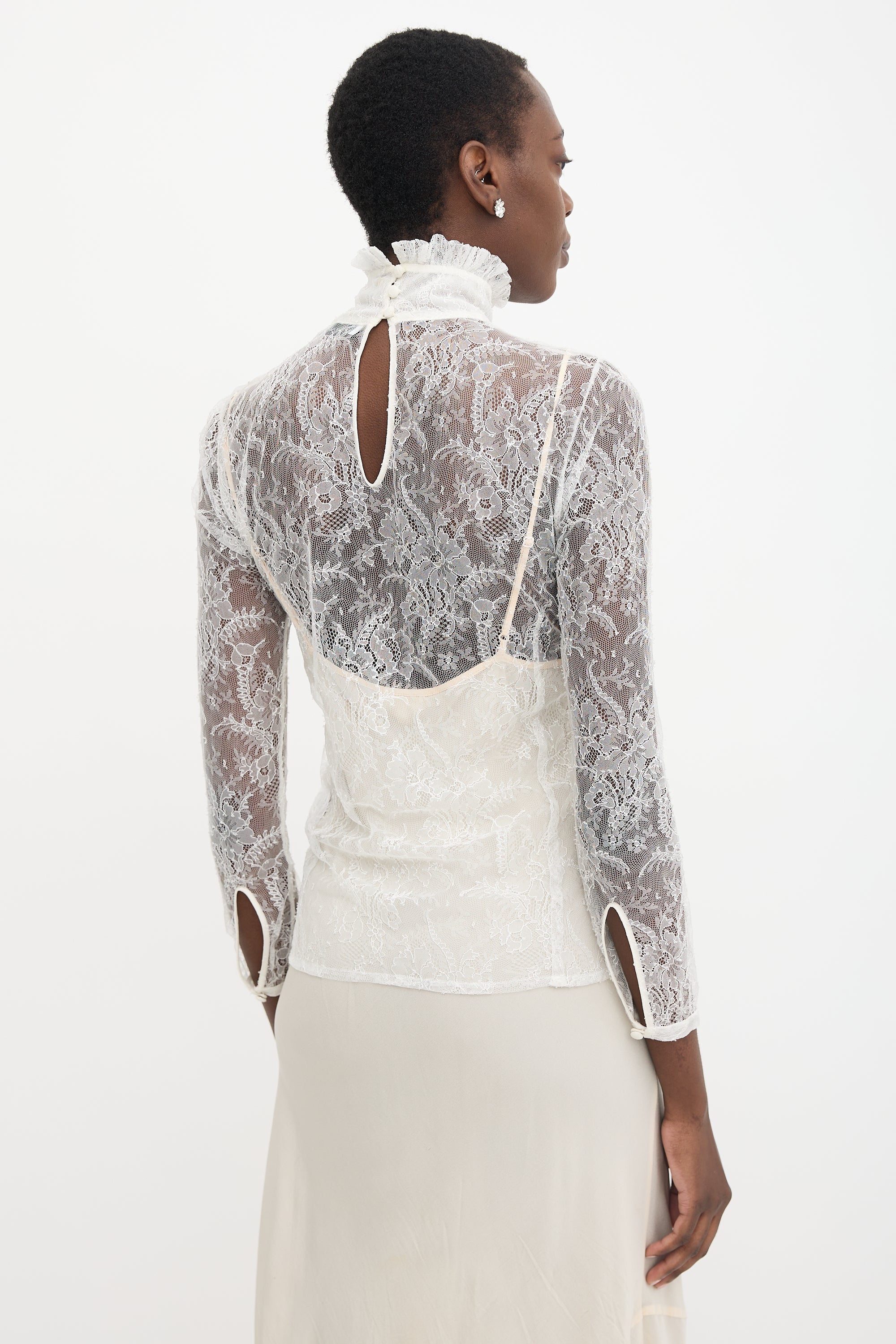 Altuzarra Chantilly Lace Turtleneck Blouse