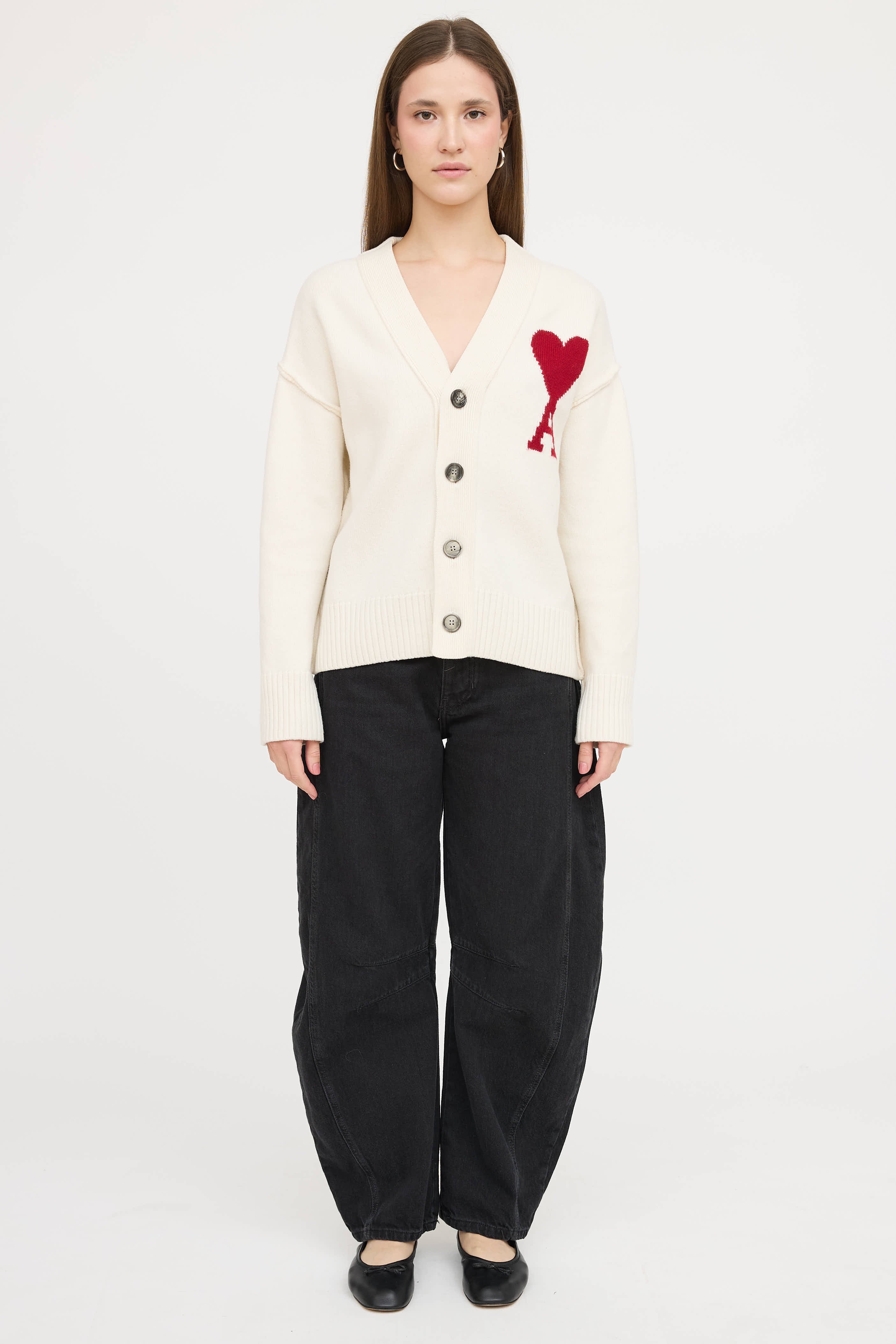 AMI Paris Wool Ami de Coeur Cardigan