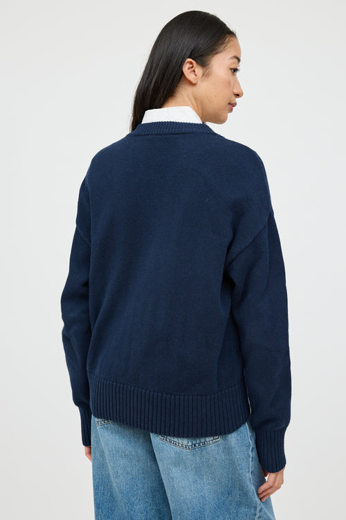 AMI Alexandre Mattiussi Navy & Red Knit Heart Cardigan