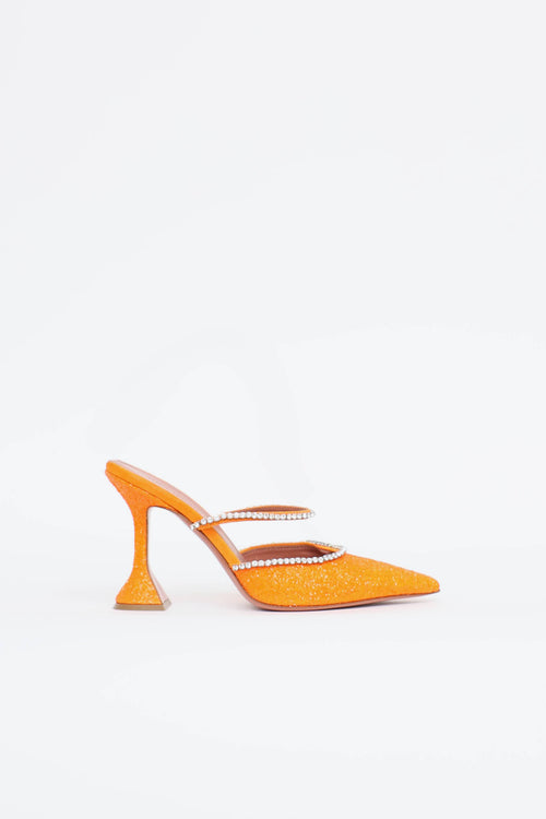 Amina Muaddi Glitter Gilda Mule