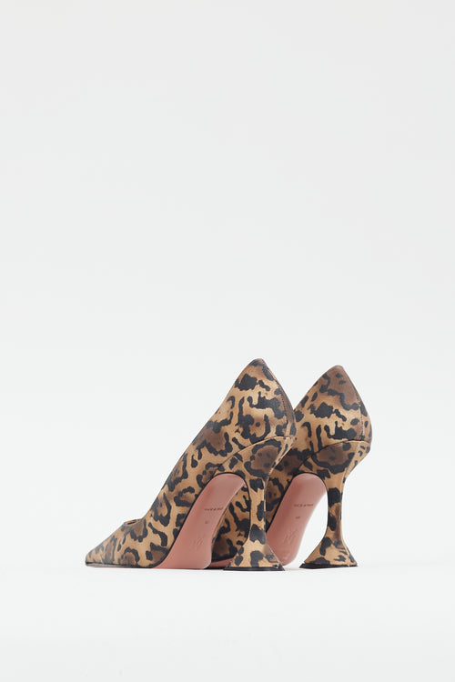 Amina Muaddi Brown & Black Printed Satin Holli Pump