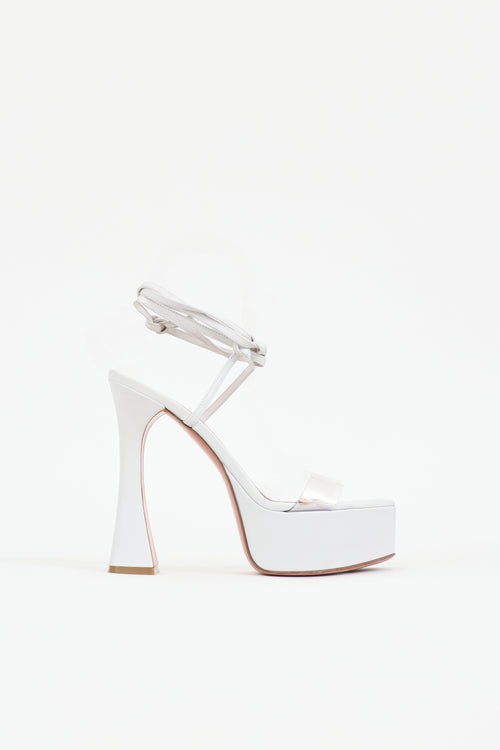 Amina Muaddi Leather Sita Platform Sandal