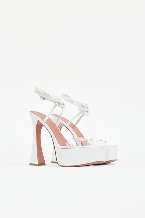 Amina Muaddi Leather Sita Platform Sandal