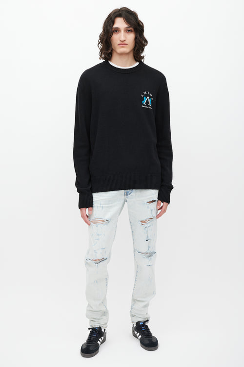 Amiri Black & Multicolour Embroidered Wool Sweater