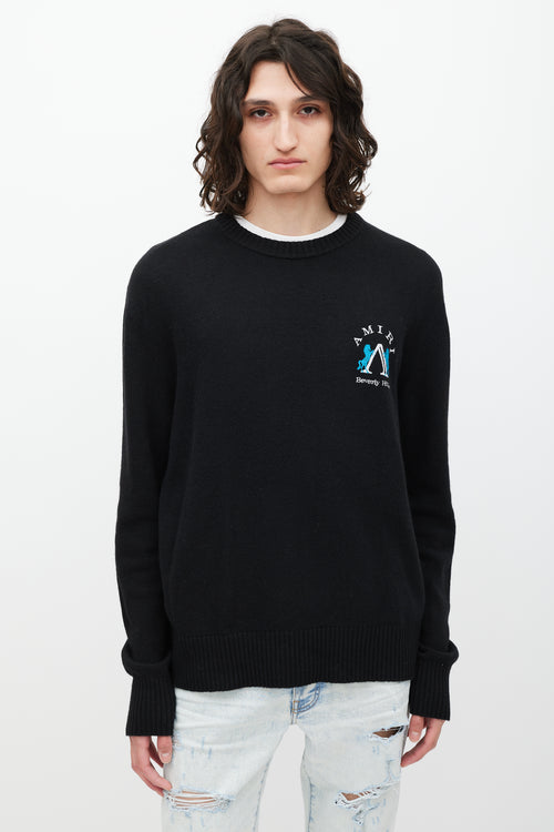Amiri Black & Multicolour Embroidered Wool Sweater