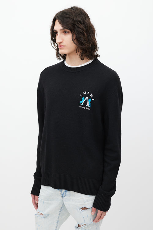 Amiri Black & Multicolour Embroidered Wool Sweater