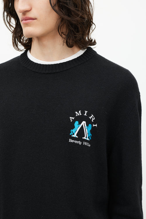 Amiri Black & Multicolour Embroidered Wool Sweater