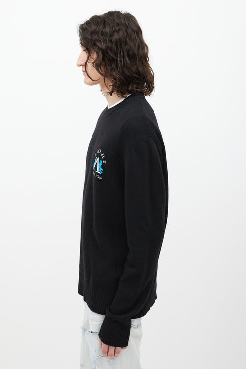 Amiri Black & Multicolour Embroidered Wool Sweater