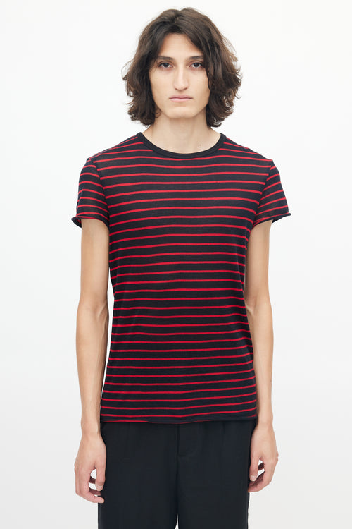 Amiri Black & Red Striped Knit T-Shirt
