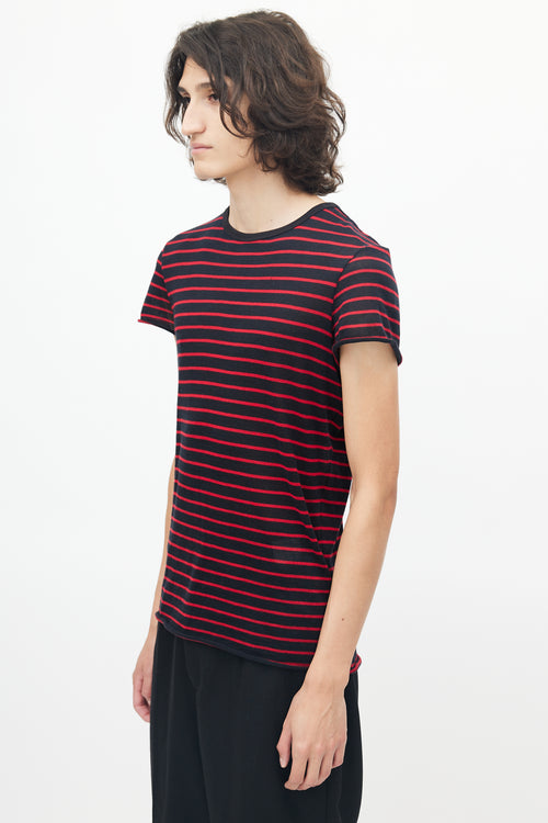 Amiri Black & Red Striped Knit T-Shirt