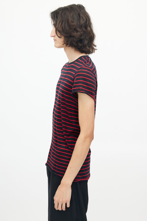 Amiri Black & Red Striped Knit T-Shirt