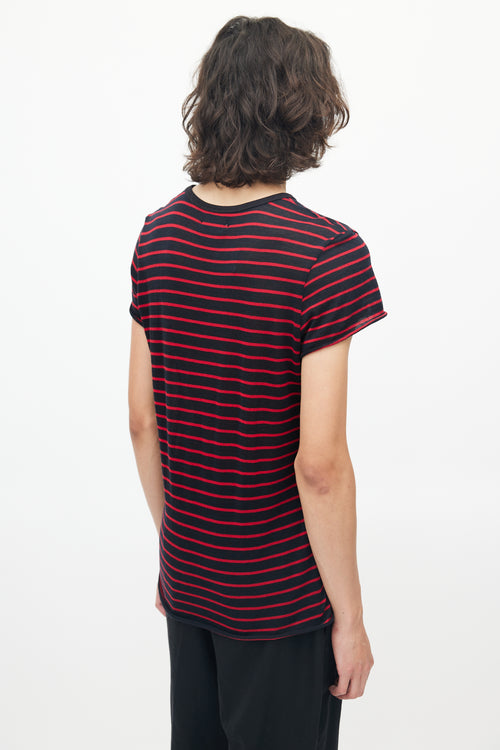 Amiri Black & Red Striped Knit T-Shirt
