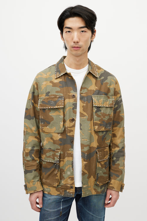 Amiri Green & Multicolour Studded Camo Jacket