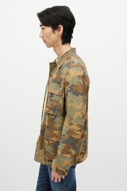 Amiri Green & Multicolour Studded Camo Jacket