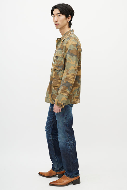 Amiri Green & Multicolour Studded Camo Jacket