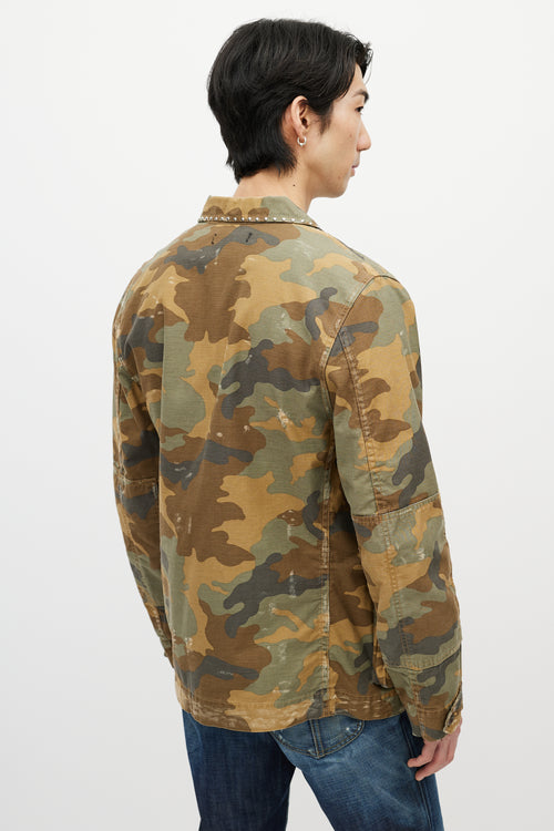 Amiri Green & Multicolour Studded Camo Jacket