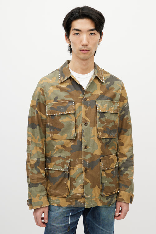 Amiri Green & Multicolour Studded Camo Jacket