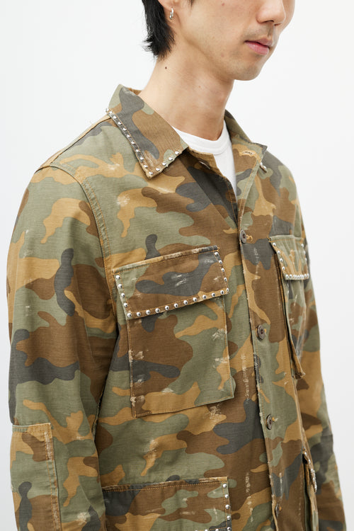 Amiri Green & Multicolour Studded Camo Jacket