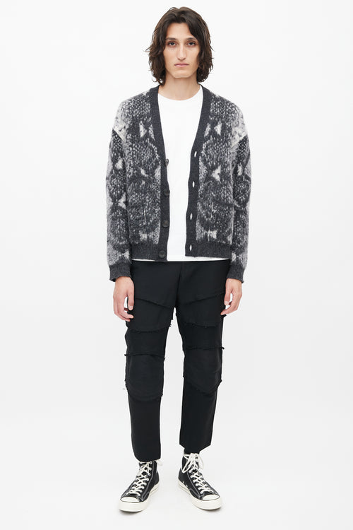 Amiri White & Grey Wool Cardigan