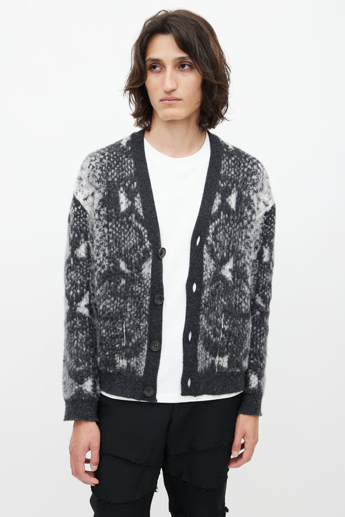 Amiri White & Grey Wool Cardigan