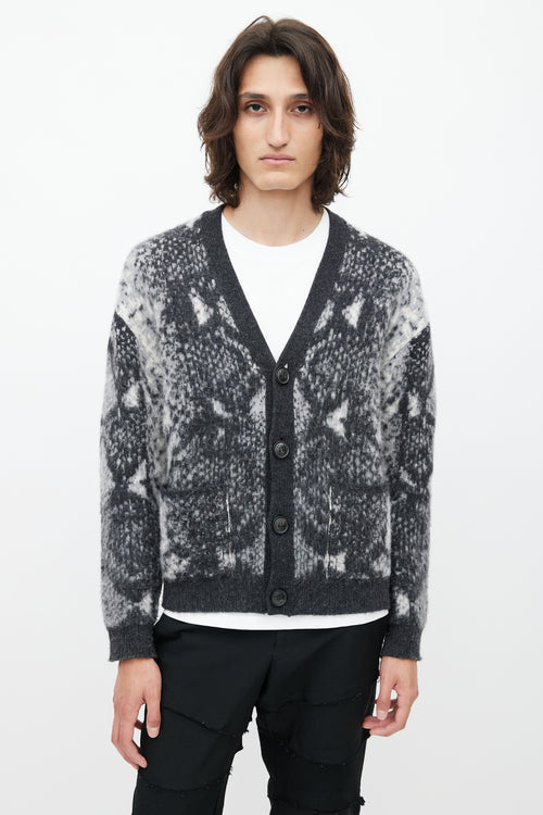 Amiri White & Grey Wool Cardigan