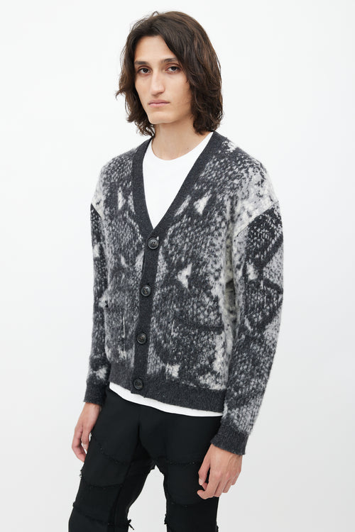Amiri White & Grey Wool Cardigan