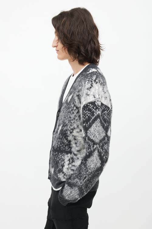 Amiri White & Grey Wool Cardigan