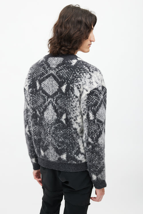 Amiri White & Grey Wool Cardigan