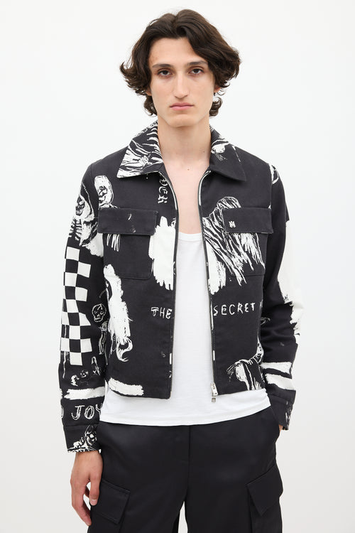 Amiri X Wes Lang Black & White Sketch Jacket