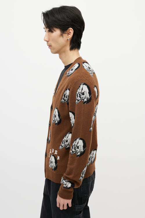 Amiri X Wes Lang Brown & Multicolour Wool Skull Cardigan