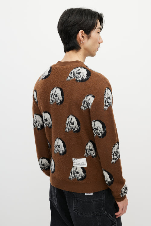 Amiri X Wes Lang Brown & Multicolour Wool Skull Cardigan