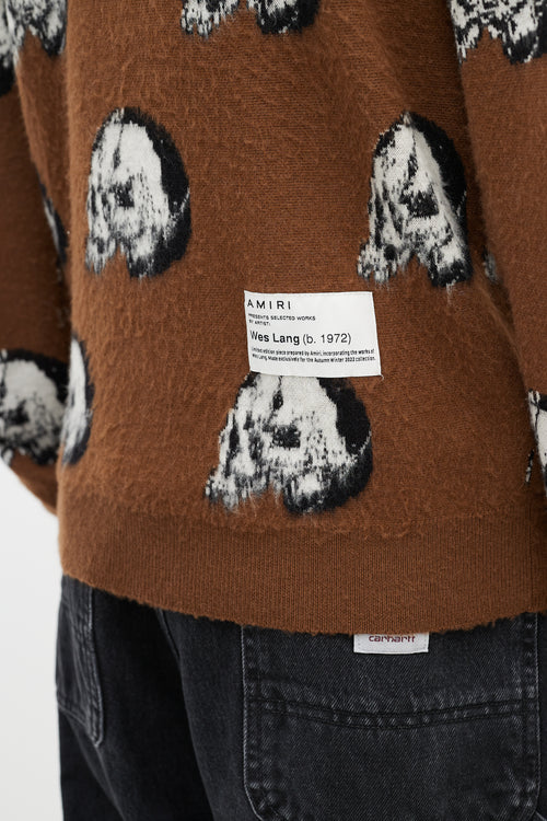 Amiri X Wes Lang Brown & Multicolour Wool Skull Cardigan