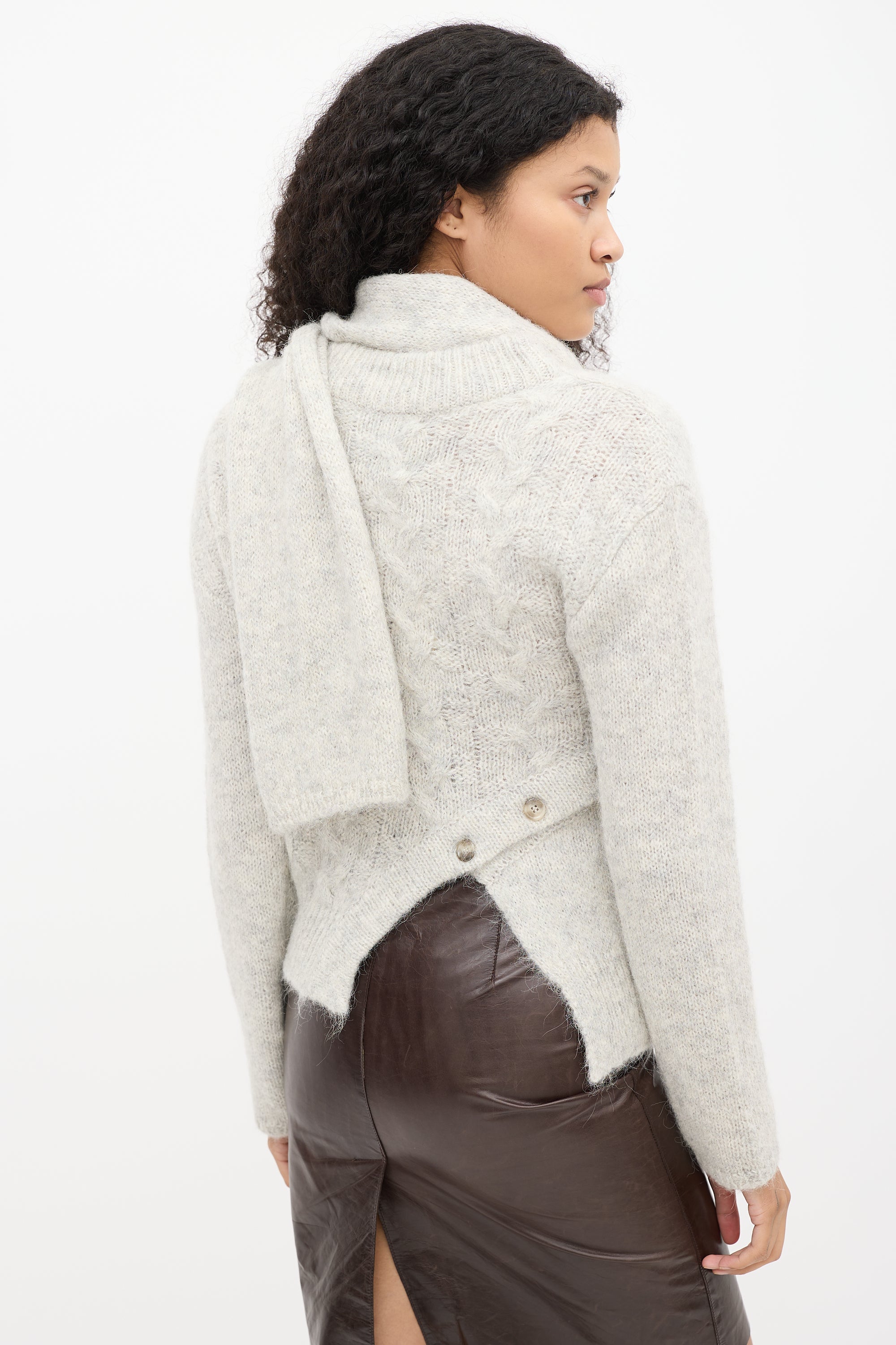 Andersson Bell Grey Wool Scarf Asymmetrical Greta  Sweater