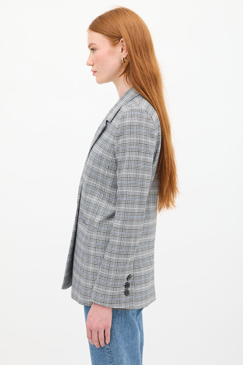Anine Bing Black & Multicolour Check Madeleine Blazer